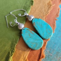 Image 1 of Southwest Turquoise Slab Earrings (One of a Kind)