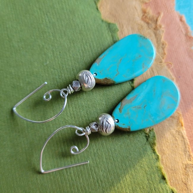 Southwest Turquoise Slab Earrings (One of a Kind)