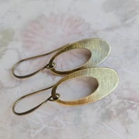 Image 2 of Simple Brushed Brass Oval Earrings