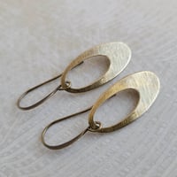 Image 1 of Simple Brushed Brass Oval Earrings