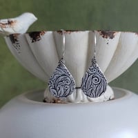 Image 3 of Swirl Textured Silver Teardrop Earrings