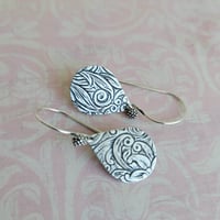 Image 4 of Swirl Textured Silver Teardrop Earrings