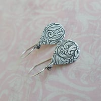 Image 2 of Swirl Textured Silver Teardrop Earrings