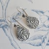 Swirl Textured Silver Teardrop Earrings