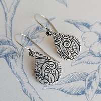 Image 1 of Swirl Textured Silver Teardrop Earrings