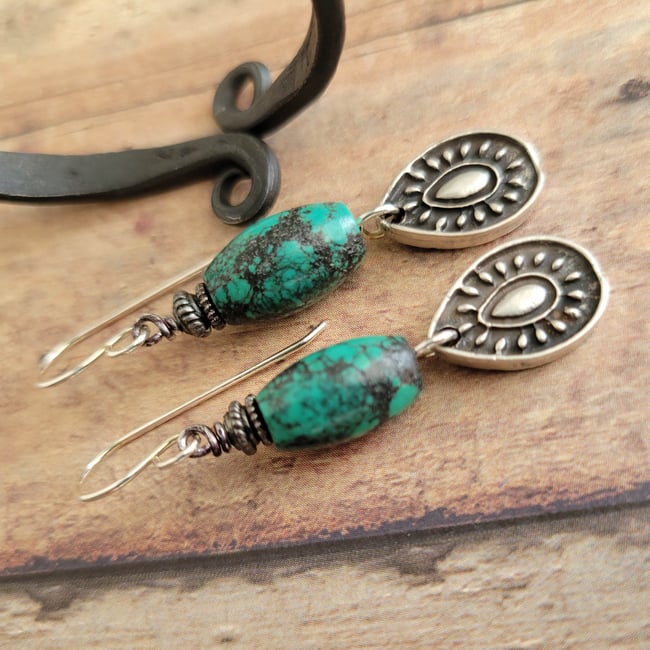 Southwest Turquoise Teardrop Earrings