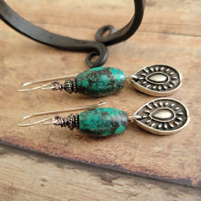 Southwest Turquoise Teardrop Earrings