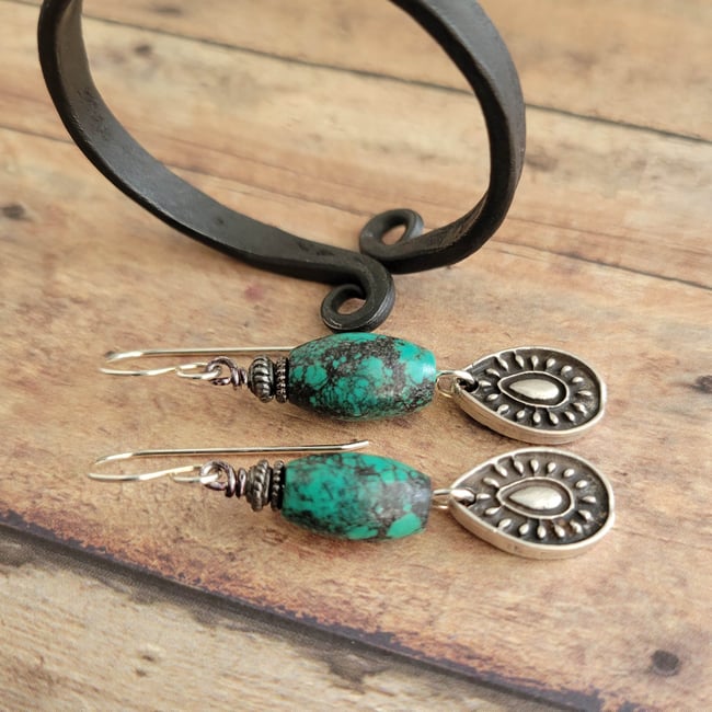Southwest Turquoise Teardrop Earrings