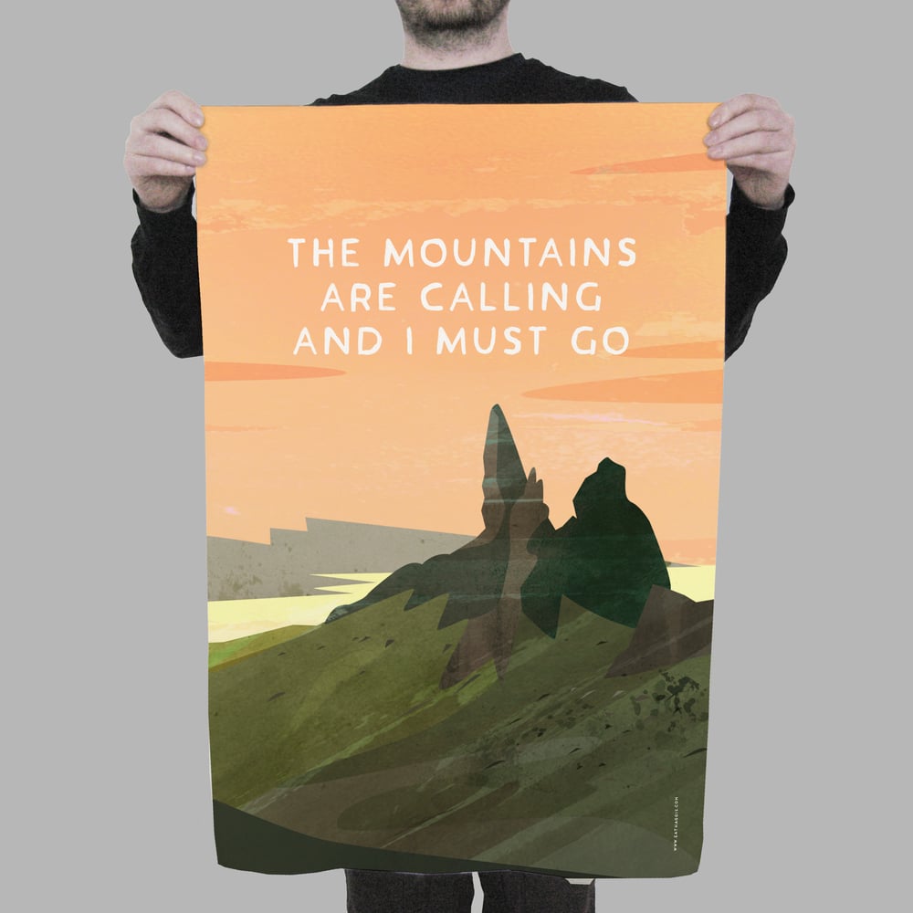 Image of 'Mountains are calling' <html>  <br>  </html> (Tea Towel)