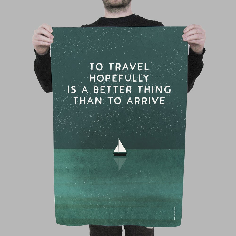 Image of 'Travel hopefully' <html> <br> </html> (Tea Towel)