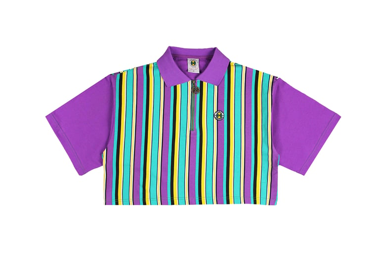 Image of Cross Colours - Crop Zip Polo - Multi Stripe