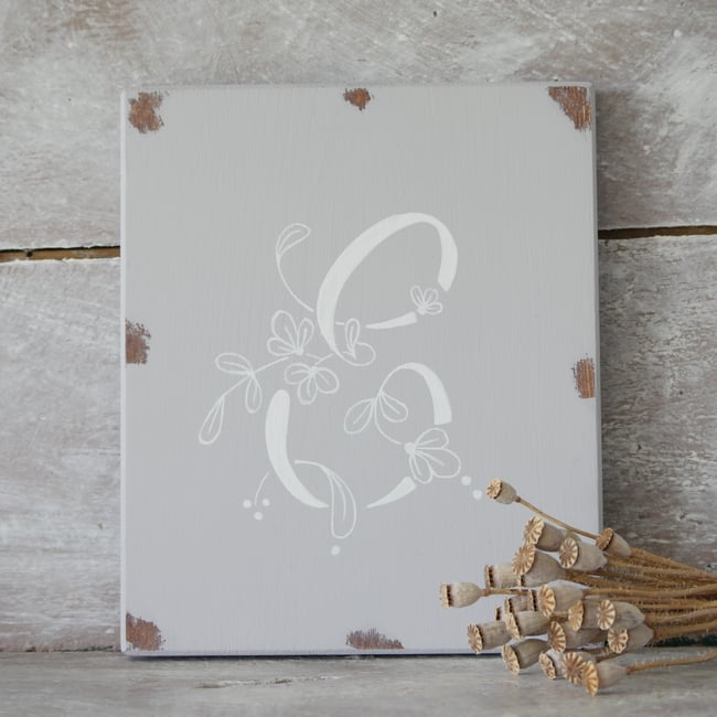 Painted Monogram - E - Grey