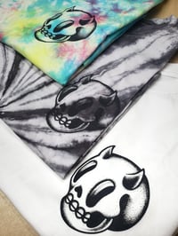 Image 1 of White T with Devil Skull