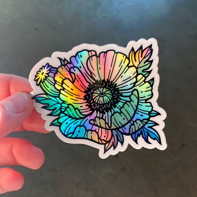 Poppy Holographic Sticker