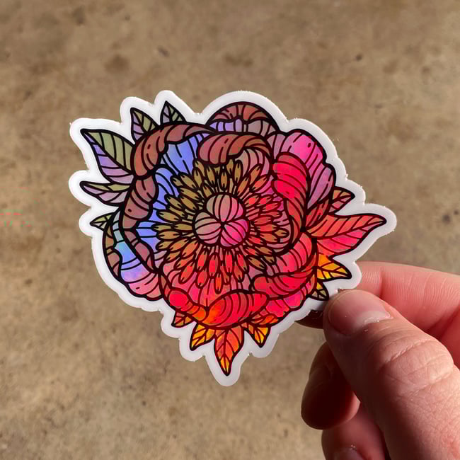 Peony Holographic Sticker