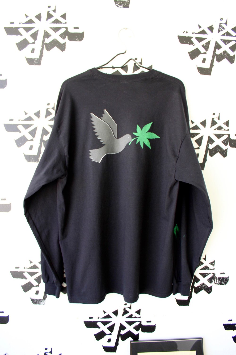 weed over there tee long sleeve in black