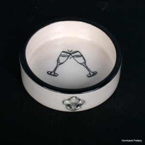Image of Cheers Wine Coaster in porcelain with Gray Trim