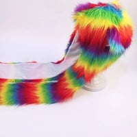 Image 4 of Fluffy Rainbow scarf hat