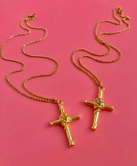 Image 3 of CROSS WITH ROSES NECKLACE 