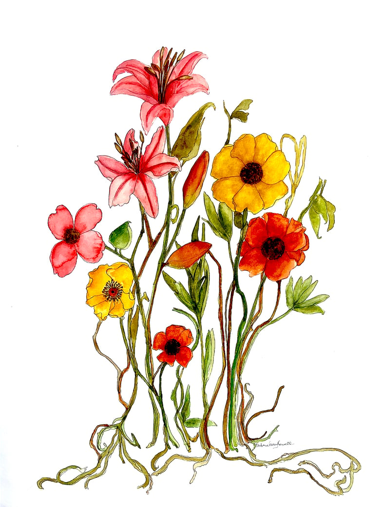 Image of Floral wall art, original watercolor painting