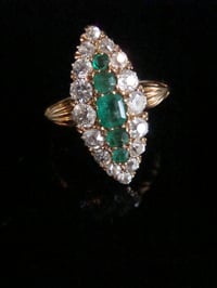 Image 1 of VICTORIAN 18CT FINE QUALITY NATURAL EMERALD AND DIAMOND 0.95CT RING