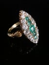 VICTORIAN 18CT FINE QUALITY NATURAL EMERALD AND DIAMOND 0.95CT RING