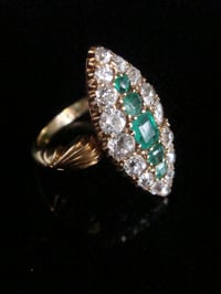 Image 2 of VICTORIAN 18CT FINE QUALITY NATURAL EMERALD AND DIAMOND 0.95CT RING