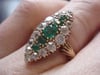 VICTORIAN 18CT FINE QUALITY NATURAL EMERALD AND DIAMOND 0.95CT RING