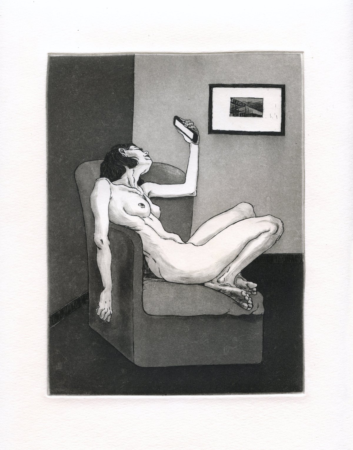 Girl Texting (Etching/Grabado)