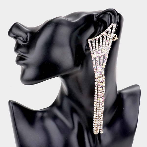 Image of Long Rhinestone Ear Cuff (Gold Multi)