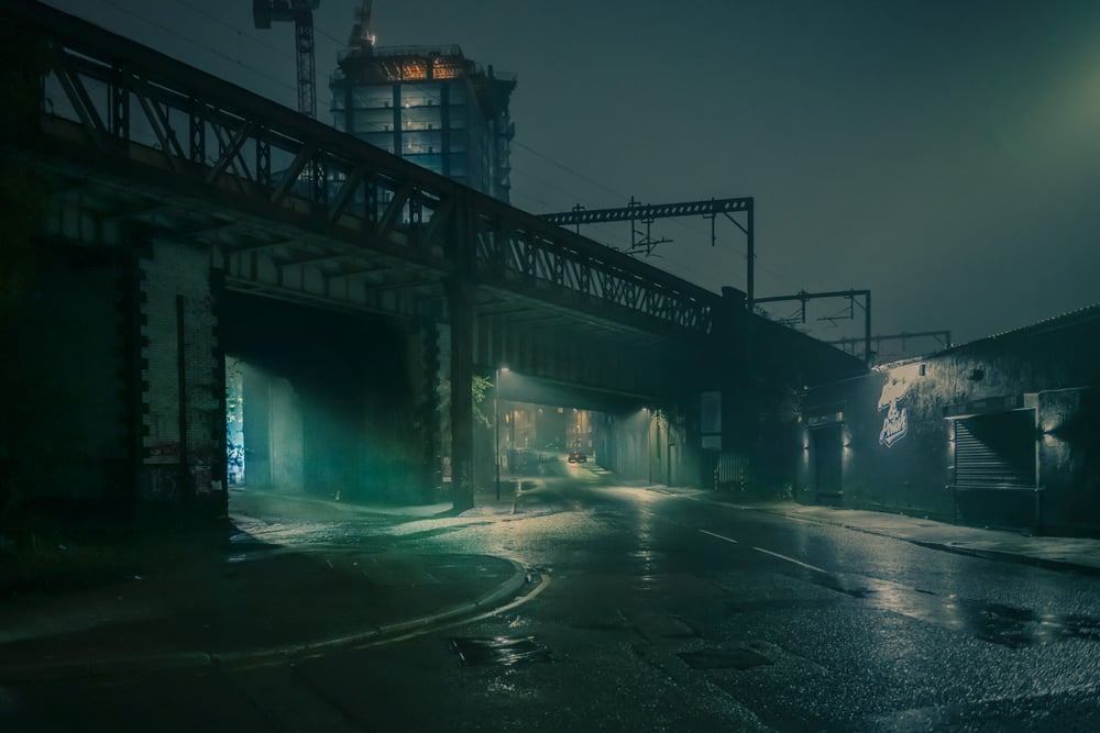 Image of ASPIN LANE / DANTIC STREET, MANCHESTER - WINTER NIGHT