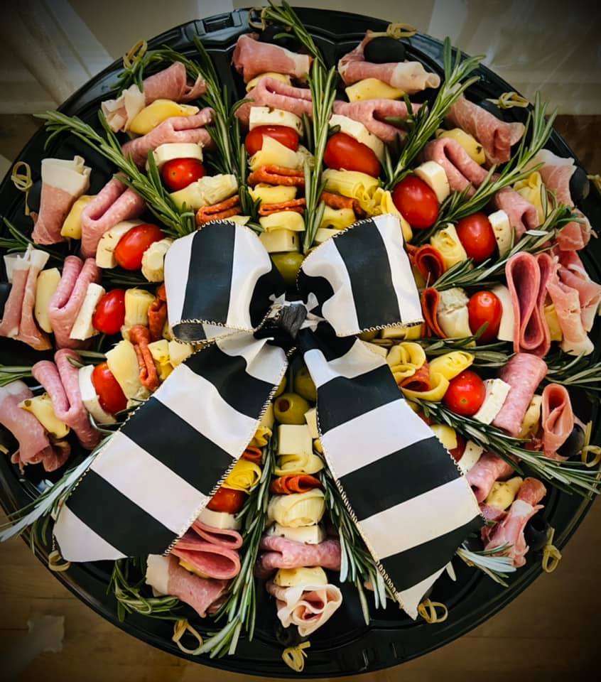 16" Round Antipasto Skewer Platter Food Art by Kristen Marie