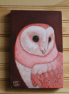 Madam Pink Barn Owl Painting on Wood