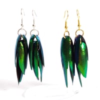 Image 1 of Jewel Beetle Wing Statement Earrings