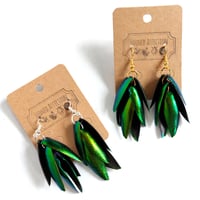 Image 3 of Jewel Beetle Wing Statement Earrings