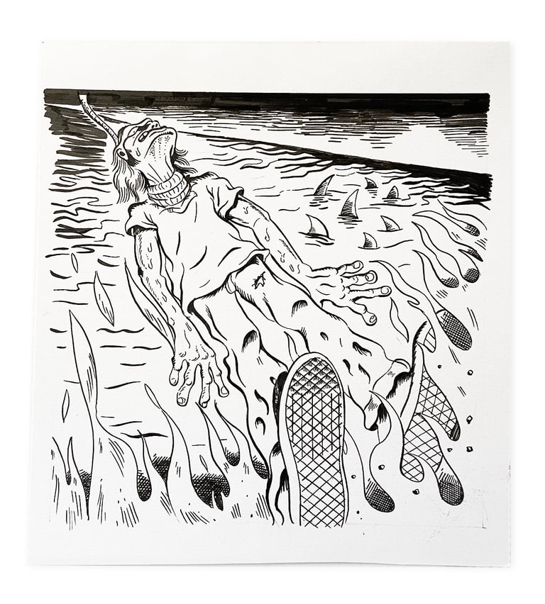 "WATCH YOU BURN" INK DRAWING