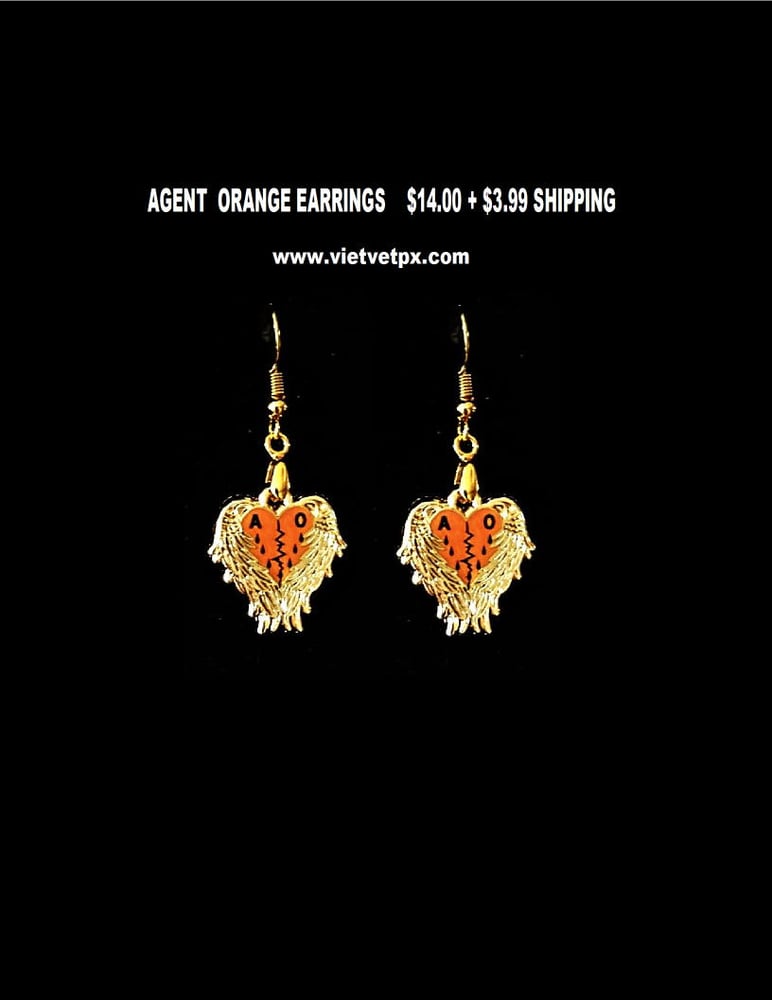 Image of Agent Orange Heart Earrings