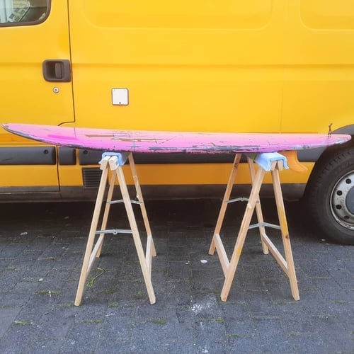 Image of 5'10  egg twin fin with channels/ Ratstyle resin tint
