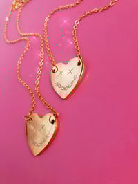 Image 2 of BARBED WIRE SMILEY ENGRAVED HEART NECKLACE