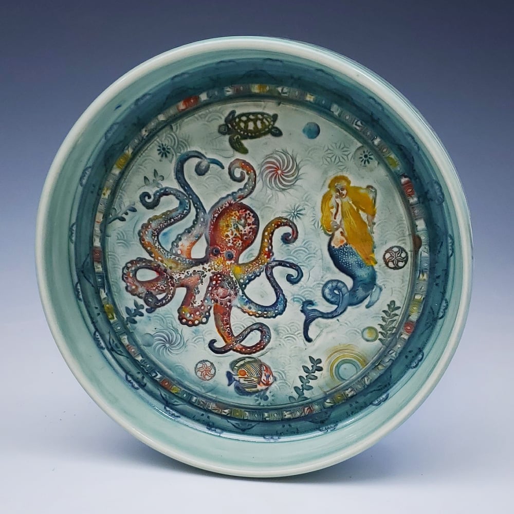Image of Octopus and the Mermaid Porcelain Dish