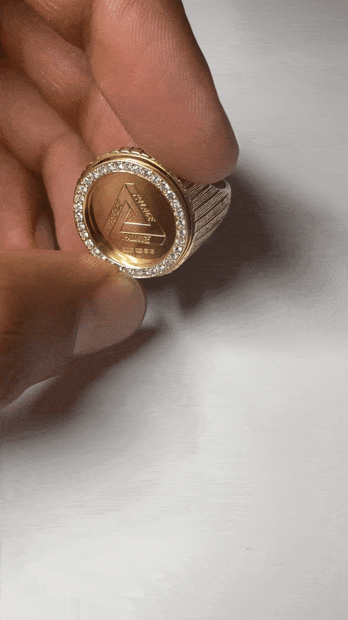 Image of Solid 9K Gold VVS1 Diamond Half Sovereign Bezel