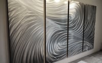 Image 1 of Metal Wall Art Home Decor- Echo Silver 36x63- Abstract Contemporary Modern Decor Original Unique