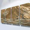 Metal Wall Art Home Decor- 3 Trees 4 Panel- Abstract Contemporary Modern Decor