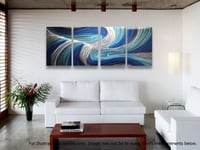 Image 1 of Metal Wall Art Home Decor- Echo 3 Blues v2- Abstract Contemporary Modern Decor 