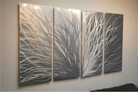 Image 1 of Metal Wall Art Home Decor- Radiance Silver 36x63- Abstract Contemporary Modern Decor Original Unique