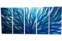 Metal Wall Art Home Decor- Radiance Blue 36x79- Abstract Contemporary Modern Decor Original