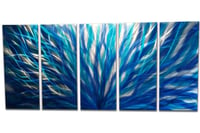Image 2 of Metal Wall Art Home Decor- Radiance Blue 36x79- Abstract Contemporary Modern Decor Original