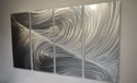 Metal Wall Art Home Decor- Echo Silver 36x63- Abstract Contemporary Modern Decor Original Unique