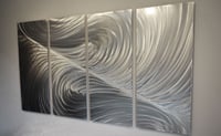 Image 3 of Metal Wall Art Home Decor- Echo Silver 36x63- Abstract Contemporary Modern Decor Original Unique