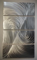 Metal Wall Art Home Decor- Echo Silver 36x63- Abstract Contemporary Modern Decor Original Unique